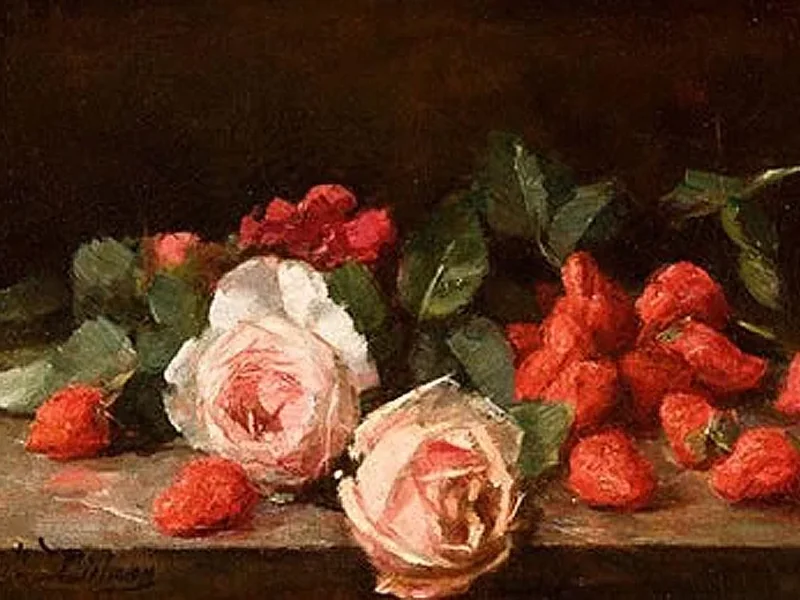 1865-Marguérite Dielman - Rose e fragole